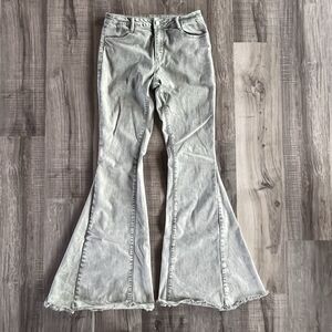 Saints and Hearts Large Super Flare Denim Jeans Womens Light Green Stretch